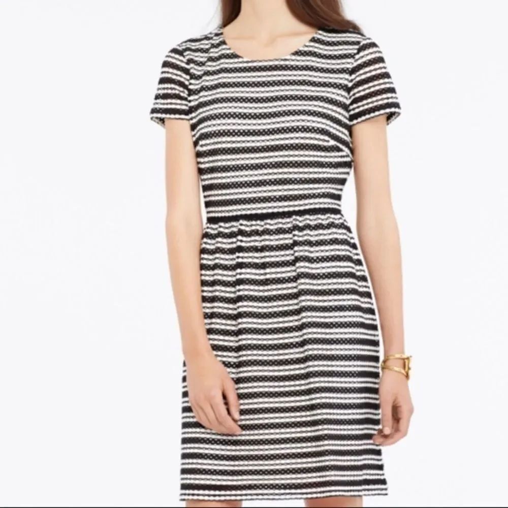 Ann Taylor Black Eyelet Fit and Flare Dress Size 6